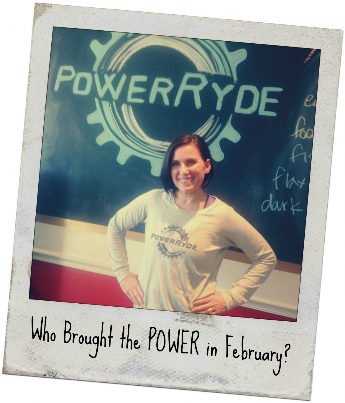 Polaroid style picture of Amber Hedrick with 'Who Brought the POWER in February'?